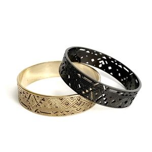 House of Harlow 1960 pattern bangle set in Gold